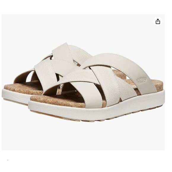 Keen Shoes - Keen Elle Mixed Slide Leather/Canvas Comfort Walking Sandals Sz. 7.5